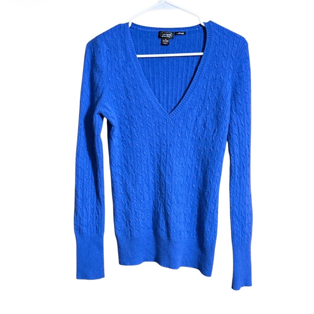 Maurices Cashmere Sweater Womens XL Blue V Neck 100% Cashmere
